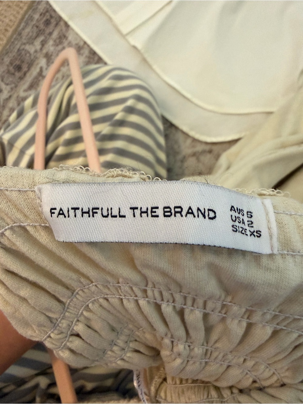 Faithfull the Brand Cream Smocked Midi Dress - Picture 3 of 3